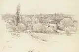 John Sloan Gordon, Untitled - Pastoral Landscape with Road and House, pencil on paper