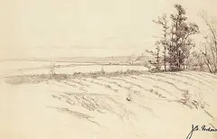 John Sloan Gordon, Untitled - Lakeshore, pencil on paper
