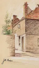 John Sloan Gordon, Untitled - Village Street, pastel on paper