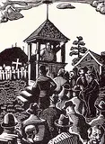 Edwin Holgate, The Crier or The Auction, 1927, wood block on paper