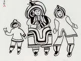 Pitseolak Ashoona, Family Group #33/50, 1969, stonecut on paper