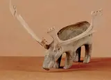 Ben Elgok, Caribou, 1972, light green stone sculpture with antler