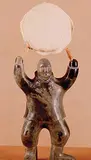 Dick Kilikavioyak, Drum Dancer, 1972, light green stone sculpture with drum