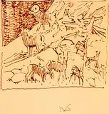 Illingworth Kerr, Untitled - Sketch of a Herd of Mountain Goats, ink on paper