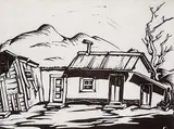 Clifford Foard Robinson, Cottage, Exshaw, Alta. #A.P., wood block on paper