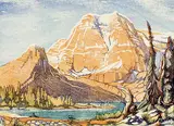 Margaret Shelton, Mount Ball, 1948, lino block in seven colours on paper