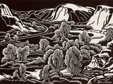 Margaret Shelton, Wayne Valley, 1941, lino block on paper
