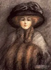 Maude Welden, Untitled - Lady in Black Hat and Muff, 1909, pastel on paper