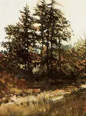 Alan Wylie, Forest Path, oil on hard board