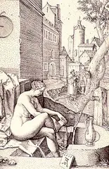 Susanna Surprised by the Elders by Heinrich Aldegrever, 1555, etching on paper, sold May 1997