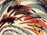 Sybil Andrews, Racing #35/60, 1934, colour linoblock on paper