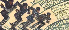 Sybil Andrews, Untitled - Preliminary Drawing for Ice Hockey and Skating, Wembley Empire Arena, 1930, mixed media on paper