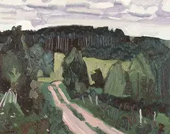 Trees by Maxwell Bennett Bates, 1958, oil on canvas board, sold May 1997