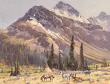 Belmore Browne, A Wilderness Valley - Northern Rockies, Red Deer River Tributary, oil on canvas board