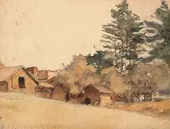 Frederick Sproston Challener, Untitled - Summer, Edge of Town, 1891, watercolour on paper