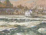 Horace Champagne, Sparkling Ice Flow, Ferry Arriving at Quebec City