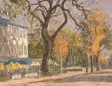Autumn sur Grande Allee, Quebec City by Horace Champagne, 1986, pastel on coloured paper, sold May 1997