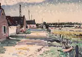 Claude Flight, Le Lourdel, watercolour on paper