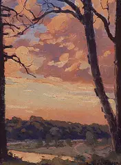 André Lapine, Untitled - Summer Sunset, oil on paper board