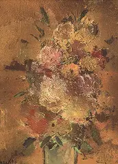 Jack Harold Markell, Floral Brown, oil on paper board