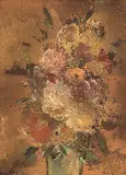 Jack Harold Markell, Floral Brown, oil on paper board
