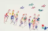 Janet Mitchell, Untitled - Eight Figures and Five Birds