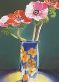 Gabor L. Nagy, Anemones in Antique, oil on paper board