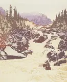 Walter J. Phillips, Above Lake Louise, 1945, colour wood block on paper