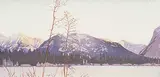 Walter J. Phillips, Tunnel Mountain #34/100, 1944, colour wood block on paper