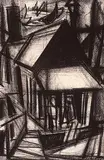 Lionel Arthur John Thomas, Untitled - City View, charcoal on paper