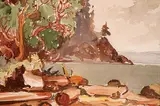 Mildred Valley Thornton, Untitled - B.C. Coastal Scene with Logs on Beach