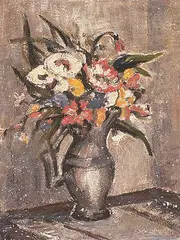 Ella May Walker, Untitled - Spring Flowers, oil and sand on paper board