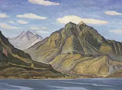 W. P. Weston, Silver Mountain, New Denver, Slocan Lake, B.C., 1945, oil on paper board