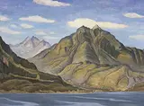 W. P. Weston, Silver Mountain, New Denver, Slocan Lake, B.C., 1945, oil on paper board