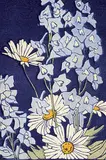 Mary E. Wrinch, Delphinium and Daisies, colour wood block on paper