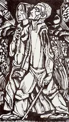 Nicolas Eekman, Untitled - Two Figures Walking, wood block on paper