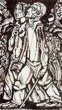 Nicolas Eekman, Untitled - Two Figures Walking, wood block on paper