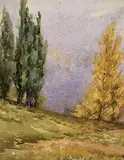Hortense Crompton Mattice Gordon, Untitled - Coming Towards the Horizon, watercolour on paper
