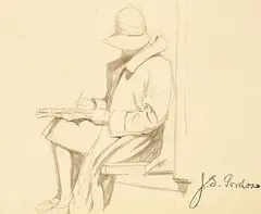 John Sloan Gordon, Untitled - Lady Sketching, graphite on paper