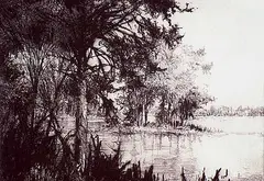 William Garnet Hazard, Sanctuary Lake, etching on paper
