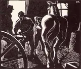 Edwin Holgate, The Blacksmith, 1927, wood block on paper