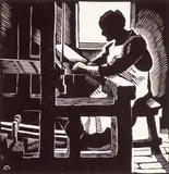 Edwin Holgate, The Old Loom, 1927, wood block on paper