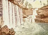 Nicholas Hornyansky, Bridal Veil, Balls Falls, colour etching on paper