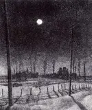 Ernest Friedrich Lindner, Winter Night on the Prairie #10/20, 1960, etching on paper