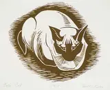 Illingworth Kerr, Cosi Cat #A.P., lino block on paper