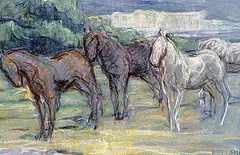 Freda Pemberton Smith, Untitled - Horses, pastel on paper