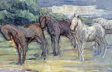 Freda Pemberton Smith, Untitled - Horses, pastel on paper