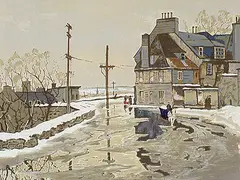Robert Pilot, Untitled - Quebec Scene in Snow, silkscreen on paper