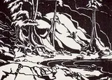 Margaret Shelton, Rockpool, Banff Golf Course, 1939, lino block on paper