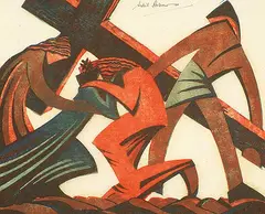 Via Dolorosa #55/60 by Sybil Andrews, 1935, colour wood block on paper, sold Nov 1996